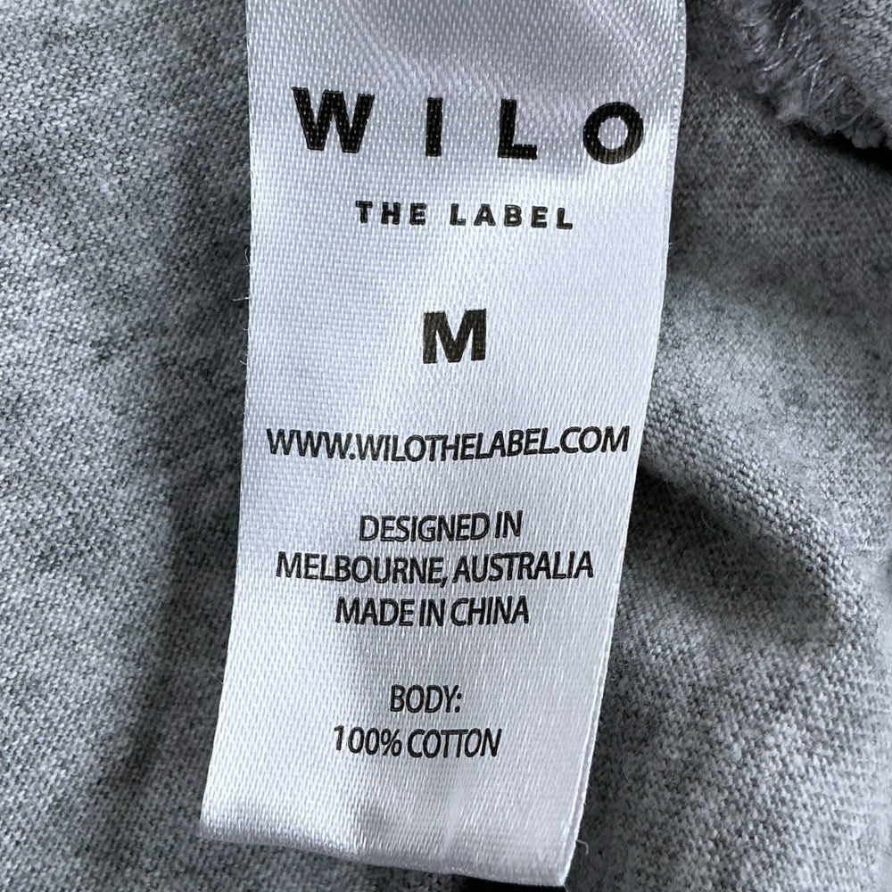 Wilo The Label T-Shirt Women Medium Gray Short Sleeve Graphic Logo Semi-Crop - Picture 10 of 13